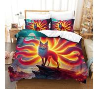 UJSDVNNJJ 3 Pieces Quilt Covers 3D Printed Nine-tailed Fox Duvet Cover Bedding Set 2 Pillowcases Hidden Zipper Microfiber for Teens And Adults Double(200x200cm)
