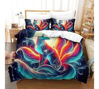 UJSDVNNJJ 3 Pieces Quilt Covers 3D Printed Nine-tailed Fox Duvet Cover Bedding Set 2 Pillowcases Ultrasoft Hypoallergenic for Teens And Adults Super King(260x220cm)