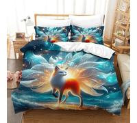 UJSDVNNJJ 3 Pieces Quilt Covers 3D Printed Nine-tailed Fox Duvet Cover Bedding Set And Pillowcases Ultrasoft Hypoallergenic for Kids Boys Girls King(220x240cm)