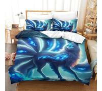 UJSDVNNJJ 3 Pieces Quilt Covers 3D Printed Nine-tailed Fox Duvet Cover Bedding Set And Pillowcases Ultrasoft Hypoallergenic for Kids Boys Girls King(220x240cm)