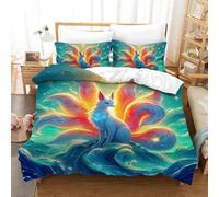 UJSDVNNJJ 3 Pieces Quilt Covers 3D Printed Nine-tailed Fox Duvet Cover Bedding Set And Pillowcases Ultrasoft Hypoallergenic for Teens And Adults Double(200x200cm)