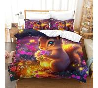 UJSDVNNJJ 3 Pieces Quilt Covers 3D Printed Squirrel Duvet Cover Bedding Set And Pillowcases Hidden Zipper Microfiber for Kids Boys Girls King(220x240cm)