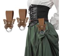 UJUROU 2PCS Renaissance Skirt Hikes PU Leather Skirt Hike Clips Hangers for Dress Medieval Pirate Costume Belt Accessories, Brown, Standard