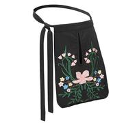 UJUROU Medieval Belt Bag Floral Embroidered Side Invisible Pocket with Belt For Renaissance Womens Dress LARP Ren Faire, Black, Standard, Medieval