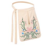 UJUROU Medieval Belt Bag Floral Embroidered Side Invisible Pocket with Belt For Renaissance Womens Dress LARP Ren Faire, Ivory, Standard, Medieval