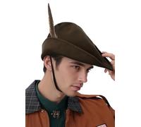 UJUROU Renaissance Robin Hat with Feather Ren Faire Hat Bycocket Felt Medieval Cap German Costume Accessory for Adult