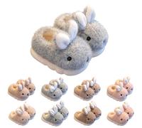 UK 1.5 Kids Rabbit Slippers for Girls Boys Rabbit Slippers Cute Cartoon Novelty House Shoes Close/Open Back Plush Fun Animal Slip on Bedroom Slipper Home Shoes Little Big Kid 02_Closed Back_Grey