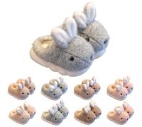 UK 1.5 Kids Rabbit Slippers for Girls Boys Rabbit Slippers Cute Cartoon Novelty House Shoes Close/Open Back Plush Fun Animal Slip on Bedroom Slipper Home Shoes Little Big Kid 02_Open Back_Grey