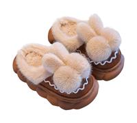 UK 1.5 Kids Rabbit Slippers for Girls Boys Rabbit Slippers Cute Cartoon Novelty House Shoes Close/Open Back Plush Fun Animal Slip on Bedroom Slipper Home Shoes Little Big Kid 01_Open Back_Brown