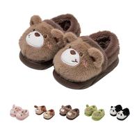 UK 1 Girls' Bear Slippers Cute Open Toe Anime Cartoon Novelty House Shoes Closed Toe Fun Animal Rabbit Slip on Bedroom Slipper Home Shoes for Toddler Little Kid Brown