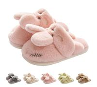 UK 1 Kids Bunny Slippers for Girls Boys Clogs Mules Slippers Cute Anime Cartoon Novelty House Shoes Big Kid Open Back Plush Fun Animal Slip on Bedroom Slipper Home Shoes Pink