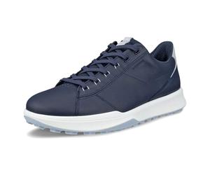 (UK 10.5-11, Marine/Concrete) Ecco Mens Street Vibe Lace Up Waterproof Spikeless Leather Golf Shoes