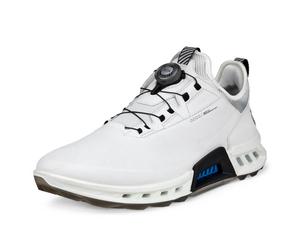 (UK 10.5-11, White/Black) Ecco Mens 2025 M Biom C4 Boa Fastening Waterproof Leather Spikeless Golf Shoes