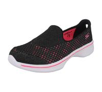 (UK 10.5 Child, Black/Hot Pink (Black)) Girls Skechers Flats With Mesh Detail Go Walk 4 Kindle 81118