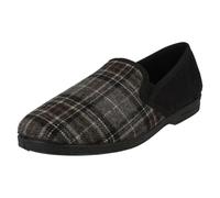 (UK 10, Black) Mens Spot On Slippers