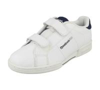 (UK 10 Child, White/Blue Cadet/Tin Grey (White)) Boys Reebok Casual Trainers NPC II 2V Matl