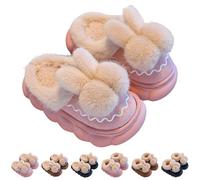 UK 10 Kids Rabbit Slippers for Girls Boys Rabbit Slippers Cute Cartoon Novelty House Shoes Close/Open Back Plush Fun Animal Slip on Bedroom Slipper Home Shoes Little Big Kid 01_Open Back_Pink