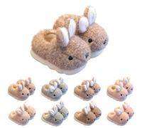 UK 10 Kids Rabbit Slippers for Girls Boys Rabbit Slippers Cute Cartoon Novelty House Shoes Close/Open Back Plush Fun Animal Slip on Bedroom Slipper Home Shoes Little Big Kid 02_Closed Back_Brown