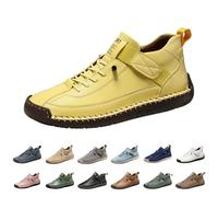 UK 10 Mens Leather Shoes for Men Unisex Loafers Wide Fit Ankle Chukka Boots Slip on Lightweight Boat Black Brown Khaki Blue Green Pink Driving Shoes Footwear Gift #01_Yellow