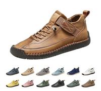 UK 10 Mens Leather Shoes for Men Unisex Loafers Wide Fit Ankle Chukka Boots Slip on Lightweight Boat Black Brown Khaki Blue Green Pink Driving Shoes Footwear Gift #01_Brown