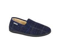 (UK 11) DUNLOP OWEN Navy Check Textile Twin Gusset Slipper