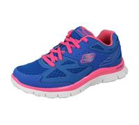 (UK 12 Child, Blue/Neon Pink (Blue)) Girls Skechers Memory Foam Trainers Align 81895