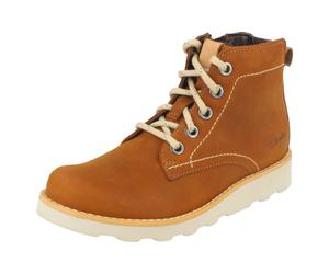 (UK 12 Child, Brown) Boys Clarks Casual Boots Dexy Top - F Fit