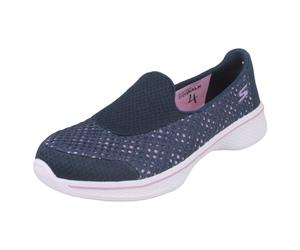 (UK 12 Child, Navy/Lavender (Blue)) Girls Skechers Flats With Mesh Detail Go Walk 4 Kindle 81118