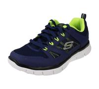 (UK 12 Child, Navy/Yellow (Blue)) Boys Skechers Casual Lace Up Trainers Flex Advantage 95521