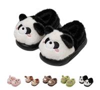 UK 12 Girls' Bear Slippers Cute Open Toe Anime Cartoon Novelty House Shoes Closed Toe Fun Animal Rabbit Slip on Bedroom Slipper Home Shoes for Toddler Little Kid Black