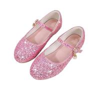 UK 12 Little Toddler Girls Glitter Dress Shoes CLEARANCE Ballerina Ballet Flats Kids Mary Janes #A_Pink