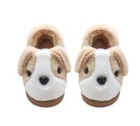 UK 13.5 Girls Boys Home Slippers Furry Warm Dog House Slippers for Toddler Winter Indoor Outdoor Shoes Big Boy Christmas Slippers 1_Khaki