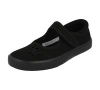Clarks Girls Hopper Go Ballet School Shoes, Black Fabric, 13 UK Child Wide