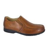 (UK 13) Roamers Mens Lightweight Extra Wide Fit Leather Casual Slip On Shoes Tan