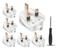 UK 13A 3-Pin Fused Plug, Heavy Duty Rewireable Mains Plug Head, Pack of 6