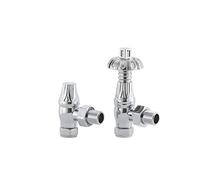 UK-18 CP Arroll traditional thermoststic radiator valve & locksheild finished in Chrome and Ornate wheel Head