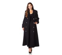 (UK 18/EU 44/US 16, Black) De La Creme - Women's Wool & Cashmere Blend Double Breasted Maxi Coat