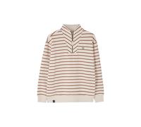 (UK 18, Rust Stripe) LightHouse Women's Coral Cotton Rich Jersey Sweatshirt - Ladies Warm Funnel Neck Half Zip Top
