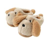 UK 2.5 Puppy Slippers for Women Ladies Girls Slippers House Shoes Adults Teens Big Kids Open Back Cute Plush Fun Anime Cartoon Animal Slip on Mules Bedroom Slipper Home Shoes Khaki