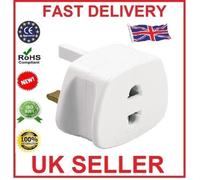 UK 2 Pin To 3 Pin 1A Fuse Adaptor Plug For Shaver/Toothbrush - Fused Included-FREE FAST DELIVERY