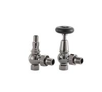 UK-20 BN Arroll traditional manual Radiator valve in black nickel with FSC certified black wooden wheel head & lockshield