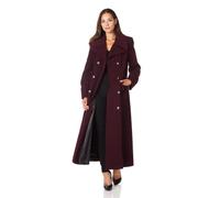 (UK 20/EU 46/US 18, Wine) De La Creme - Women's Wool & Cashmere Blend Double Breasted Maxi Coat