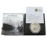 UK 2012 Alderney Titanic £5 Silver Proof Coin Box Coa