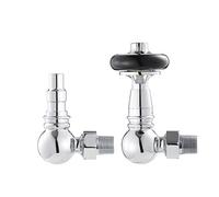 Arroll Wooden Head 15mm Thermostatic Radiator Valve & Lockshield Chrome