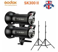 UK 2Godox SK300II 300Ws Built-in 2.4G Wireless X System Studio Flash +2m stand