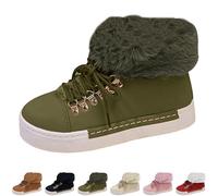 UK 3.5 Snow Boots Womens UK,Comfy Thermal Bootie 2025 Cold Weather Boot Shoes Women Warm Lining Ankle Booties Winter Sneaker Classic Faux Fur Lined Winter Boots A1_Green