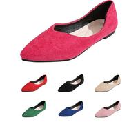 UK 3.5 Suede Slip on Loafer Flats for Women Ballet Flats Pointed Toe Faux Suede Ladies Ballet Pumps Wedding Party Casual Ballerina Work Dolly Shoes Footwear Gift #01_Hot Pink