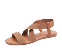 UK 3.5 Women's Elastic Strappy Gladiator Sandals Open Toe Stretch Flat Sandal Summer Beach Shoes Cute Strappy Sandals Wide Width Ladies Sandles A1_Brown