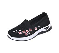 UK 3.5 Women's Mary Jane Orthopedic Shoes Slip on Soft Cushion Walking Elastic Trainers Casual Comfortable Working Nurse Shoes Breathable Walking Running Trainers Clearance B1_Black