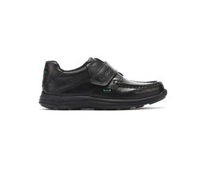 (UK 3) Kickers Reasan Strap Youth Black Leather Shoes-UK 3 / EU 36